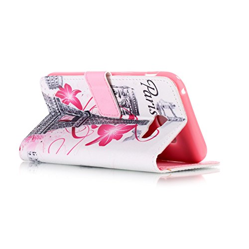 Galaxy A5 2017 Hülle,Samsung Galaxy A5 2017 Handyhülle Brieftasche,Retro Paris Turm Blumen Muster Leder Schutzhülle Case Etui im Bookstyle Weiche Inner Magnetverschluss Protektiv Flip Hülle Tasche Wallet Telefon-Kasten Case Cover mit[Ständerfunktion] und [Kartenfächer]für Samsung Galaxy A5 2017+1xSchwarz Glitzer Bling Eingabestift-Paris Turm Blumen - 2