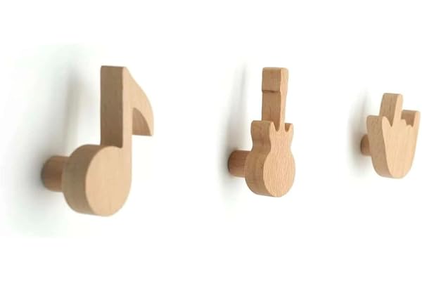 anaan Noti Väggkrok Barn Trä 3-pack Barnkrok för Kläder Barnrum | Klädhängare barn i bok; kreativ design av musiknoter med runda kanter, perfekt för jackor.