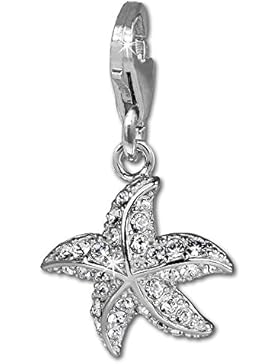 SilberDream Seestern Zirkonia Charm weiß 925 Sterling Silber Charms Anhänger für Armband Kette Ohrring FC643