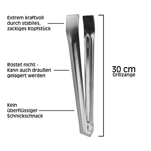 Premium Grillzange aus Edelstahl – Rostfrei und spülmaschinenfest, eine der stärksten Küchenzange auf dem Markt – hält bis zu 4 kg sicher und fest - 3