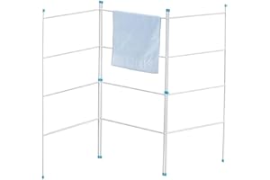 PRIMA KITCHENWARE Prima Laundry 3 Fold Dryer Airer Rack Washing Home Garment Clothes Stand, Metal, White, 6 Metres