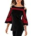 Produktbild TianWlio Langarm Bluse Damen Frauen Kalte Schulter Lange Hülsen Sweatshirt Pullove Tops Blusen Hemd Frühling und Sommer Oberteil