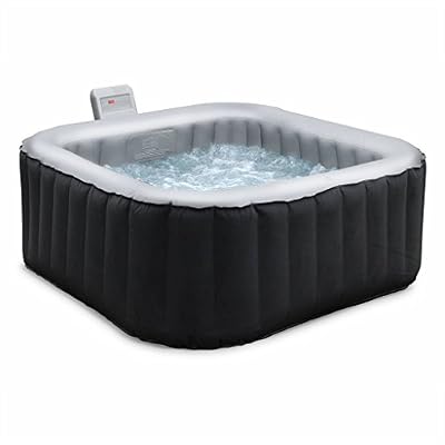 ALICE'S GARDEN Spa gonflable carré Alpine 4, Jacuzzi 4 personnes 158cm, pompe intégrée, chauffage, gonfleur, filtre, tapis de sol et bâ