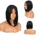 Produktbild Life Diaries 250%Density Natural Bob Straight 10%Human Hair+90%Heat Resistant Fiber Glueless Lace Front Synthetic Wig For Women(14",black)