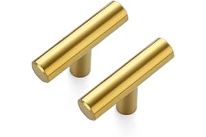 Ravinte 10 Stück Gold Schrankknöpfe T Bar Griffe für Küchenschränke 50mm Gesamtlänge Schrankgriffe Griffe Rostfreier Edelstahl Möbel Türgriffe