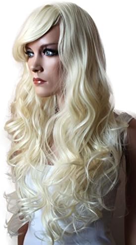 PRETTYSHOP Wig Voluminous Long Hair Cosplay Theater Show Wavy Platinum Blonde WLR3