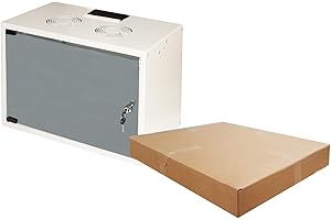 Link LK1907U30E - Armario para Rack de 19 Pulgadas, 6 Unidades de Pared para Redes (A) 370 x (L) 540 x (P) 300 mm, Gris, Puerta de Cristal