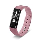 Fuibo Smartwatch, BT4.0 Smart Watch Armband Armband Schrittzähler Sport Fitness Tracker F3 Armbanduhr Sport Fitness Tracker Armband (Pink)