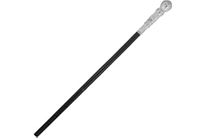 GCC Fashion Store Pimp Stick with Silver Top 3 Pcs Set Black Gangster Hip Hop Cane 70s Fancy Dress Stick