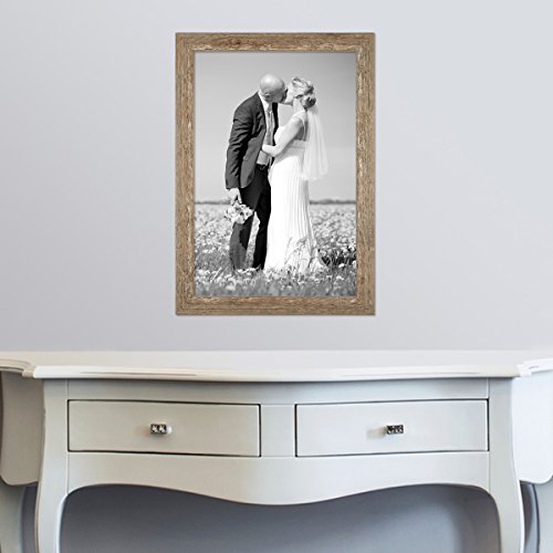 Bilderrahmen 30×40 cm Strandhaus Rustikal Eiche-Optik Natur Massivholz mit Glasscheibe inkl. Zubehör / Fotorahmen - 2