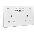 MSCIEN Wall Outlets Socket Double Switched with 2 USB A and 1 Type C Fast Charging,13 Amp 2 Gang White Electric Socket