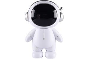 Hosoncovy Astronaut Piggy Bank Coin Bank Spaceman Money Box Astronaut Figurine Decor Desktop Sculpture Statue (Silver)