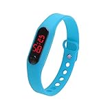 Lazzgirl Datum-Sport-Armband-Digital-Armbanduhr der Gummi-LED-Frauen der Männer Weiß(Weiß,One Size)