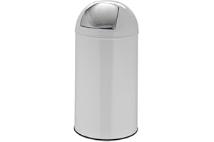 HJH Office 741009 Portarifiuti XXL PUSH Steel White 50L Portarifiuti retrò con sportello di spinta