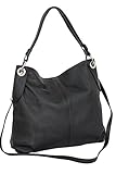 damen handtasche tasche schultertasche sehr gute Verarbeitung AMBRA Moda Damen echt Ledertasche Handtasche Schultertasche Beutel Shopper Umhängtasche GL012 (Schwarz)