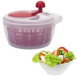 Westmark Salatschleuder, Kunststoff, Durchmesser: 26 cm, Höhe: 21,5 cm, Fassungsvermögen: 5 Liter, Fortuna, Transparent/Rot, 2432224R