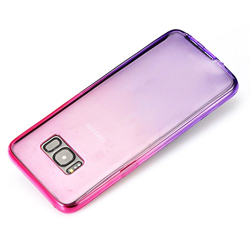 Samsung Galaxy S8 Plus Frontal Back Doble Funda de Silicona TPU  Vandot Degradado Color Ultra Delgada Slim Delantera   Trasera Funda Suave Carcasa de Gel Silicona Transparente Protective Full Body Smart Cover para Samsung Galaxy S8 Plus  Galaxy S8   SM-G9  Gradiente Rojo P  rpura