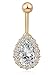 Produktbild Shawa Damen Bauchnabelpiercing mit Anhänger Körperschmuck Kristallen Diamant Brillant Nabelring Bauchring Piercing Schmuck 316L Chirurgenstahl (Gold)