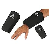 Se vende en pares. Krav Maga Elástico Negro Protectores de Antebrazo de Algodón (Acolchados Ambos Lados) - Negro, Medium