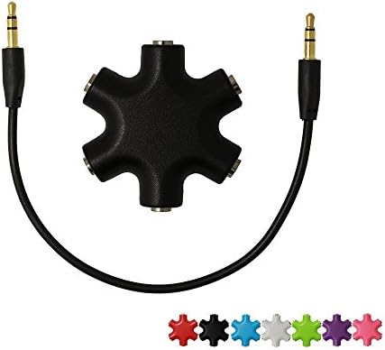 Snowflakes Shape 6-way 3.5mm Stereo Audio Headset Hub Splitter Up to 5 Headphones For iPhone 4 4S 5 5S 6 6Plus iPad iPod Touch Mp3 Mp4 Samsung HTC Blackberry LG Huawei Xiaomi (Black)