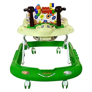 Panda Musical Baby Walker with Tray | Adjustable Height | 6 Months | Best Toy for Infant | Green Colour