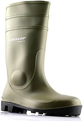 Mens Ladies Womens Branded Dunlop Full Safety Wellington Work Boots Shoes Size - Green - UK 10.5 (45)