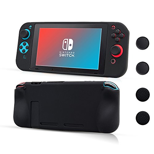 CHIN FAI Nintendo Switch Hlle, Anti-Rutsch-Silikon-Schutzhlle mit 4pcs Thumbsticks Griffe, Stodmpfung und Anti-Scratch Design fr Nintendo Switch (Schwarz) CHIN FAI Nintendo Switch Hlle, Anti-Rutsch-Silikon-Schutzhlle mit 4pcs Thumbsticks Griffe, Stodmpfung und Anti-Scratch Design fr Nintendo Switch (Schwarz)
