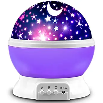 MOKOQI Star Projector Night Lights for Kids, Birthday Gifts for 1-4-6-14 Year Old Girl and Boy, Projection Lamp for Kids Bedroom, Glow in The Dark Stars and Moon for Child Asleep Peacefully- Purple