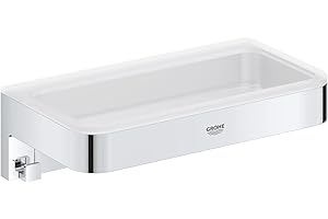 GROHE Start Cube Panier de Douche, Etagère Murale pour Salle de Bain, Fixations Cachées, A coller QuickGlue ou à visser, Chromé, 41107000