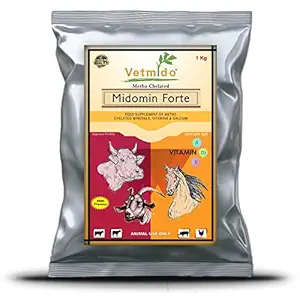VETMIDO Midomin Forte - Methoxy Chelated Mineral Mixture for Cattle, Cow, Buffalo, Goat, Pig, Horse & Poultry - 1 kg