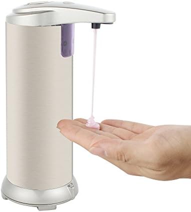 Premium Automatic Touchless Sensor Soap Dispenser - Fingerprint Resistant Brushed Stainless Steel - Hand Sanitiser compatible - NEW Moistureproof Base
