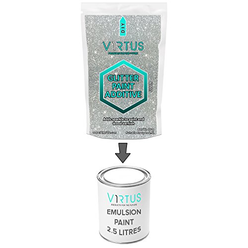 v1rtus Glitzer-Zusatzstoff für Dispersionsfarbe – Für die Verwendung auf Innen- und Außen-Wand, Decke, Holz, Metall, Lack, superflacher Farbe, matten, weichen, Glanz- oder Seiden-Farben ,100 g - 2
