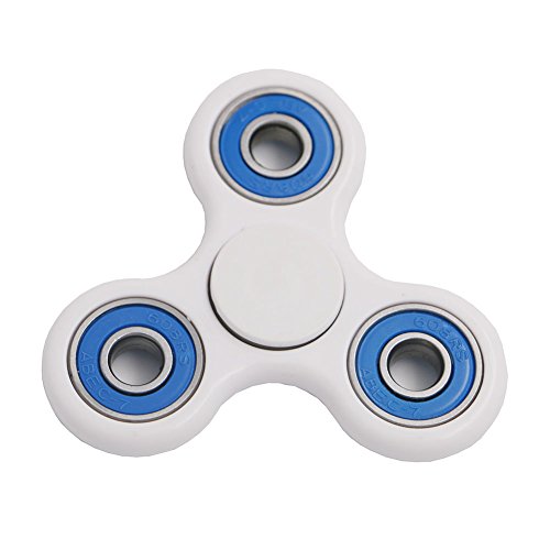 Sanyi Anti-Anxiety 360 Spinner Helps Focusing Fidget Toys [3D Figit] Premium Quality EDC Focus Toy for Kids & Adults - Best Stress Reducer Relieves ADHD Anxiety and Boredom Ceramic Cube Bearing (White-Blue)