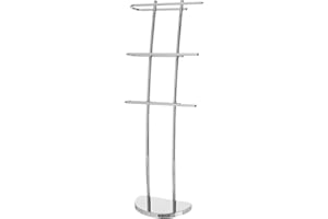 Relax World Portasciugamani da Terra in Acciaio Cromato 3 Bracci, Piantana Porta Asciugamani Base Semicircolare, 39 x 18 x 105 cm, Argento