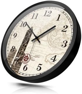 DIDADI Wall Clock Creative living room 12 mute" world time zone wall clock Thailand Grand Palace Hotel, the lobby reception quartz clock Metal Black, 12" (30 cm diameter), Victoria Harbor