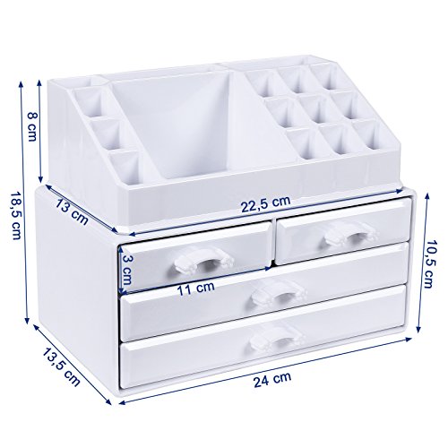 Songmics Muttertagsgeschenk Kosmetik Aufbewahrung Organizer 4 Schubladen Acryl weiß JKA0010 - 6