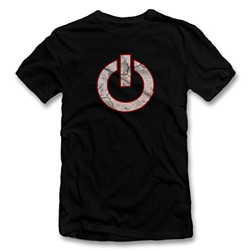 shirtground Power Button Vintage T-Shirt Schwarz-Black L