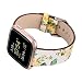 Produktbild Altsommer Armband für Fitbit Versa Weiches Leder Gurt mit Metall Schließe Blume Armband Muster Serie, Bunt Leder Sportarmband Uhrenarmband die Vielfalt der Blumen für Damen (Gelb)