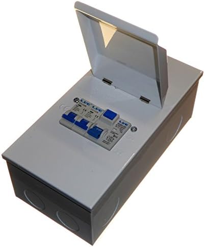 2 Way RCD Metal Consumer Unit With 2 x MCBs 63A 30mA RCD Trip switch 6A 32A circuit breakers