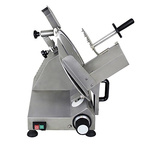 Beeketal ‚Profi250-VA‘ Aufschnittmaschine mit Ø 250 mm Spezialmesser (hohlschliff mit glatter Schneide), Schnittstärke 0-12 mm stufenlos verstellbar, Edelstahl Profi Schrägschneider mit Schnittguthalter und Schubhilfe, inkl. integrierter Schärfevorrichtung - 3