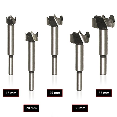 HSM Forstnerbohrer Satz Set Holzbohrer Topfbohrer 5-tlg. mit Zentrierspitze 15 – 35 mm Astlochbohrer Dübelbohrer - 4