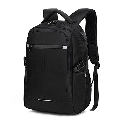 Preisvergleich Produktbild Große Kapazität Computer Rucksack Wasserdicht Verschleißfest Student Schultasche Enthält USB-Buchse , Schwarz