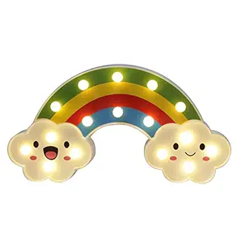 House of Quirk 3D Rainbow Sign Led Night Light, Battery Operated Wall Light Decorative Bedsides Lamp for Girls Boys Christmas Home Decor(Multicolour, Pack of 1)