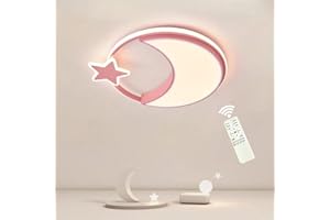 YLFXL Plafoniera Led Cameretta Bambini, Lampada Da Soffitto A Stella E Luna Creativa, Telecomando Dimmerabile 3000 K-6000 K, Camera Da Letto Moderna Per Ragazza/ragazzo, Cameretta, Plafoniera Per Soggiorno