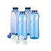 Produktbild 4x Original Trinkflaschen aus TRITAN ohne Weichmacher Sparset 2 x 1 Liter (rund), 2x 1 Liter (eckig) + 4 Standartdeckel + 2 Sportdeckel (FlipTop) + 1 Trinkdeckel (Push PULL) BPA , BPS , Phtalath frei