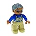 Produktbild 1 x Lego Duplo Figur Opa beige Latzhose Pullover blau mit Brille Haare grau 85566 F82