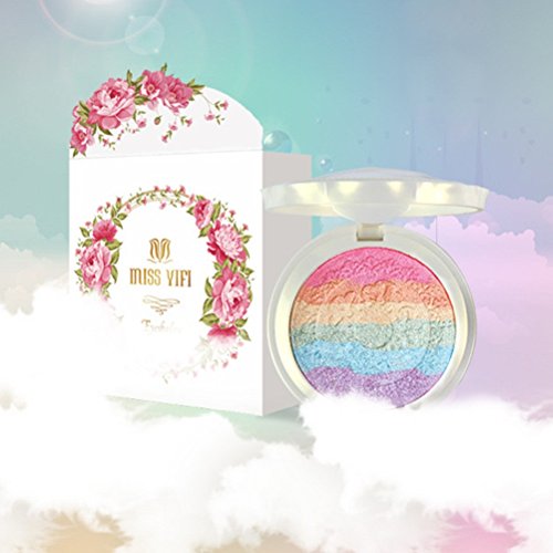 UCANBE Rainbow + Brush: Highlighter Blusher Eyeshadow Makeup Palette Iluminador Maquiagem Shimmer Highlighter for Fac+High Quality Professional Natural Blending Flat Contour Blush Brush Face Foundation Makeup Brush Comestic Facial by Ucanbe - 3