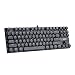 Produktbild AUKEY Mechanical Keyboard Blue Switches 87 Tasten Anti-Ghosting Retro Schreibmaschine-Stil Tastatur Wasserdicht Metall Platte US-Layout mit Multimedia Funktion Taste für Gamer, Schreiber, Büro- Schwarz