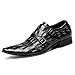Produktbild LYMYY Herren Lederschuhe Krokoprägung Business Spitz Kopf Metall Schnalle Schuhe Herbst Hochzeit Schuhe Einzelschuhe Gentleman Party Dress Schuhe,Black,39EU