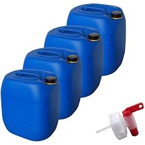 Lot De 4 Bidons Eau 30L Plastique Bleu DIN61 + Robinet - Stockage Alimentaire